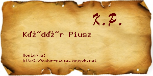 Kádár Piusz névjegykártya